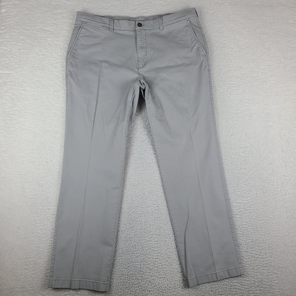 DUCK HEAD Pants Mens 38x32 Gray Straight Leg Harbor Performance Chino Khakis